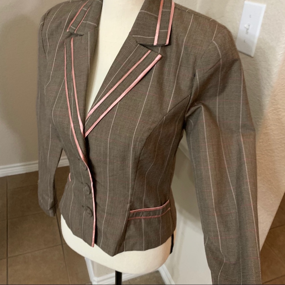 OXO brown & pink plaid blazer suit jacket Size 3